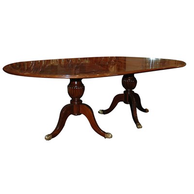 Lot 242 - Regency Style Banded Mahogany Double Pedestal...
