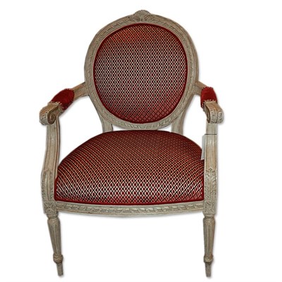 Lot 199 - Louis XVI Style White Painted Fauteuil en...