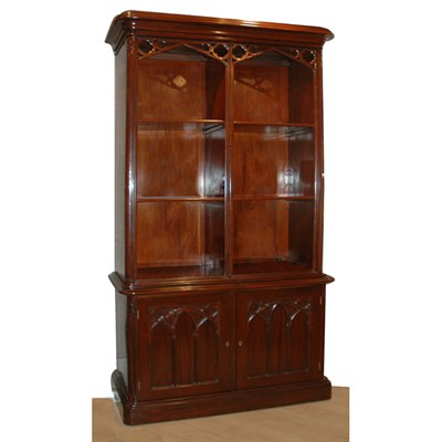 Lot 255 - Victorian Style Mahogany Bookcase Cabinet...
