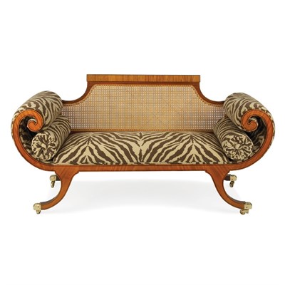 Lot 172 - Regency Style Mahogany Curled Arm Settee...