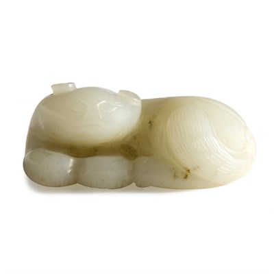 Lot 231 - Chinese Celadon Jade Lion 19th Century In a...