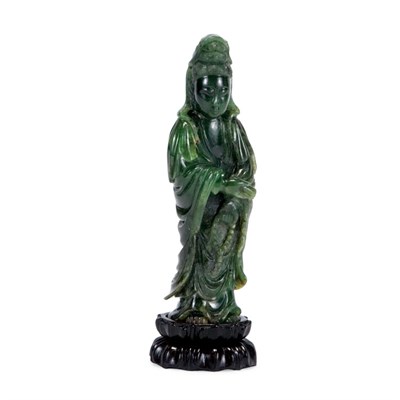 Lot 143 - Chinese Spinach Jade Guanyin 19th Century...