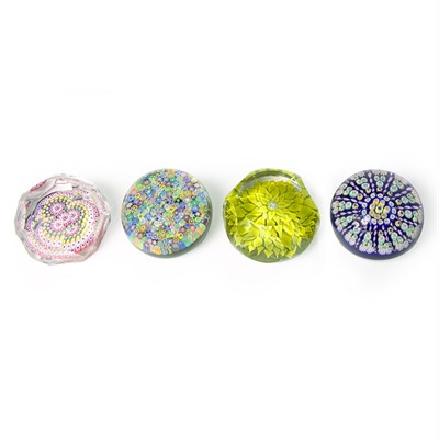 Lot 297 - Group of Four Glass Paperweights Modern...