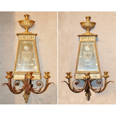 Lot 158 - Pair of Neoclassical Style Gilt-Wood and Iron...