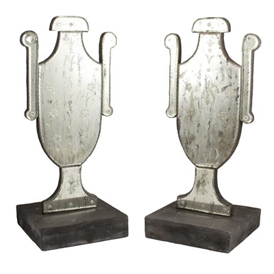 Lot 358 - Pair of Etched Urn-Form Mirrors Each on a...