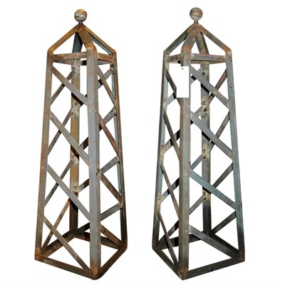 Lot 266 - Pair of Iron Garden Obelisks Height 40 inches.