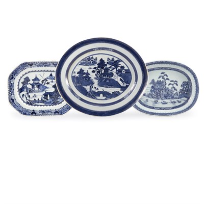 Lot 236 - Three Chinese Export Blue and White Porcelain...