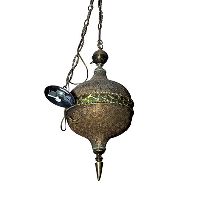 Lot 275 - Moorish Style Filigree Metal and Chunk Glass...