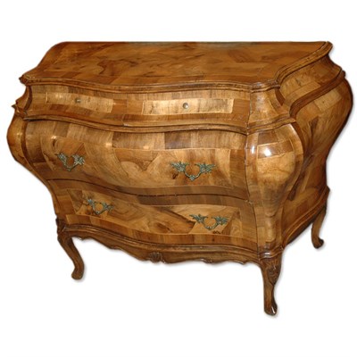 Lot 230 - Continental Rococo Style Bombe Fruitwood Chest...