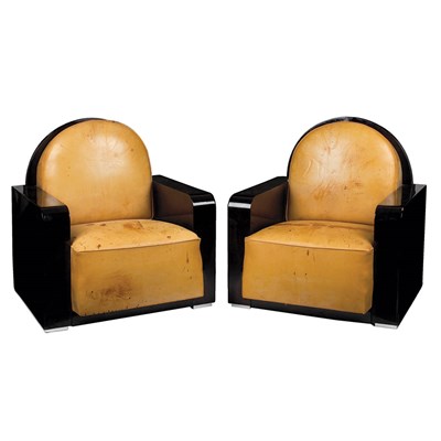 Lot 89 - Pair of Club Chairs France, 20th century...