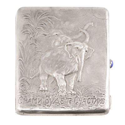 Lot 217 - Russian Silver Cigarette Case Decorated in bas...
