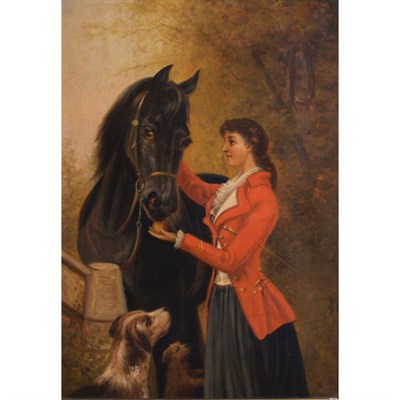 Lot 76 - American School 20th Century Equestrian Oil on...