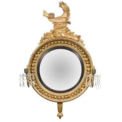 Lot 140 - Regency Gilt-Wood Convex Mirror Early 19th...
