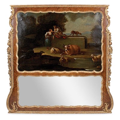 Lot 377 - George II Parcel Gilt Walnut Overmantel...