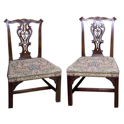 Lot 493 - Pair of George III Mahogany Side Chairs Each...