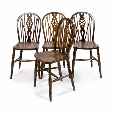 Lot 282 - Set of Eight Windsor Oak Side Chairs