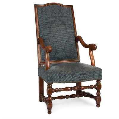 Lot 503 - Continental Baroque Walnut Armchair The arched...