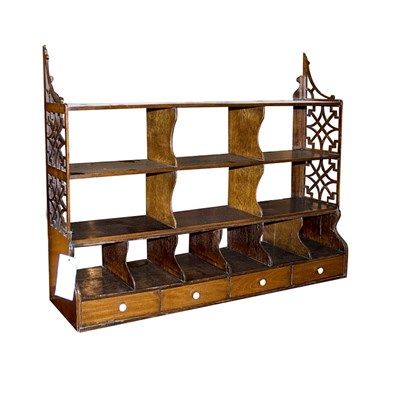 Lot 413 - George III Mahogany and Oak Hanging Shelf With...