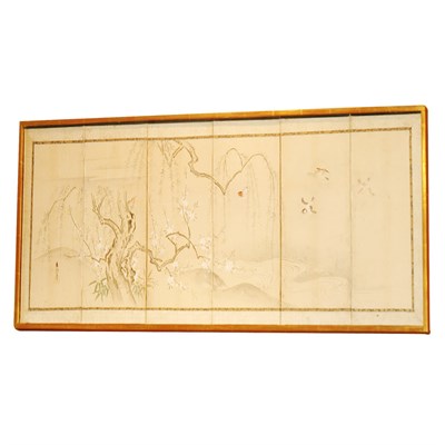 Lot 157 - Asian Painted Six-Panel Table Screen