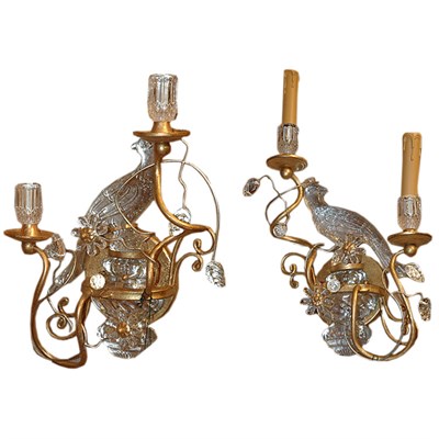 Lot 355 - Pair of Gilt-Metal and Glass Bird-Form...