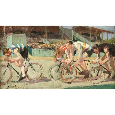 Lot 27 - French School Early 20th Century Bicycle Race,...