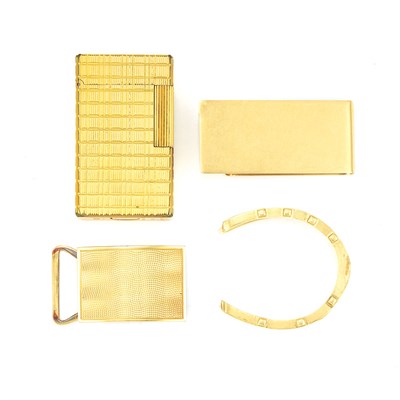 Lot 225 - Group of Gentleman's Gold Items and Gold-Plated Cigarette Lighter