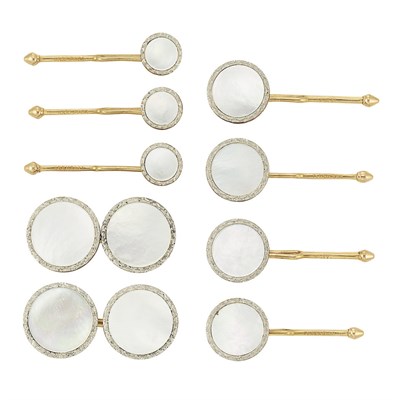 Lot 628 - Two-Color Gold and Mother-of-Pearl Dress Set