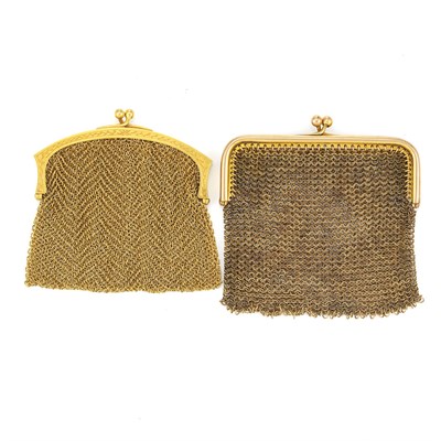 Lot 106 - Two Low Karat Gold and Gold Mesh Change Purses
