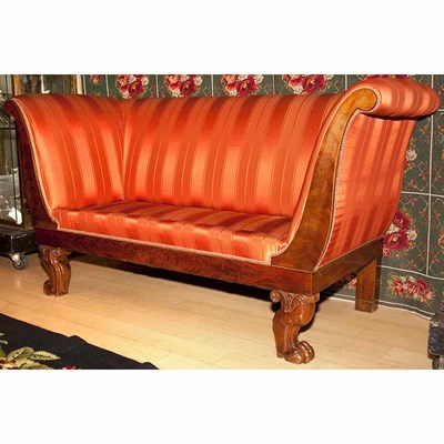 Lot 252 - Empire Mahogany Settee Length 68 inches.