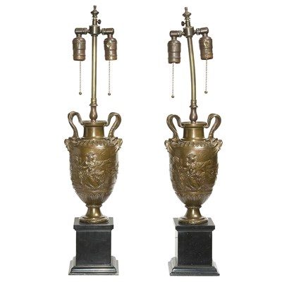 Lot 541 - Pair of Neoclassical Style Bronze Urn-Form...