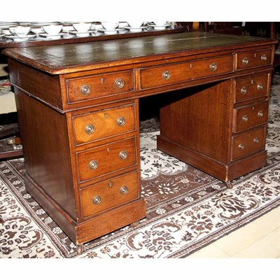 Lot 381 - English Mahogany Double-Pedestal Desk 19th...