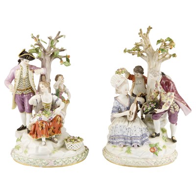 Lot 126 - Pair of Meissen Porcelain Figural Groups Each...
