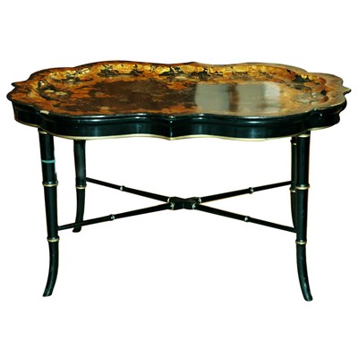 Lot 438 - Papier Mache Tray on Stand Height 18 1/2...