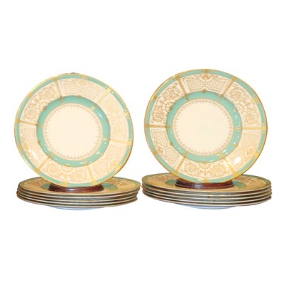 Lot 395 - Set of Twelve Royal Worcester Gilt and Green...