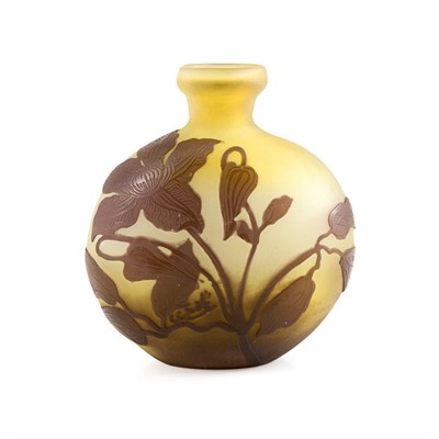 Lot 391 - Galle Acid Etched Cameo Glass Bud Vase Circa...
