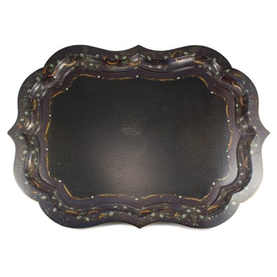 Lot 421 - Victorian Papier Mache Tray on Stand Height 19...