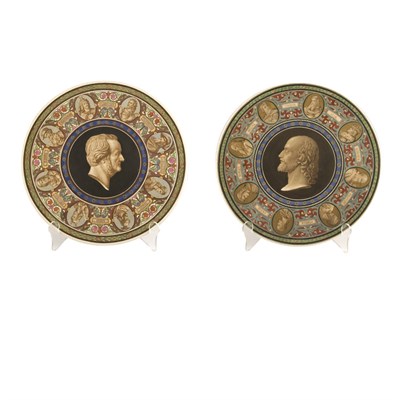 Lot 252 - Pair of Continental Ceramic Portrait Chargers...