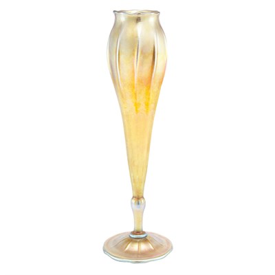 Lot 474 - Tiffany Favrile Ribbed Glass Footed Vase Circa...