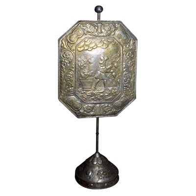 Lot 128 - Dutch Baroque Style Brass Pole Screen 19th...