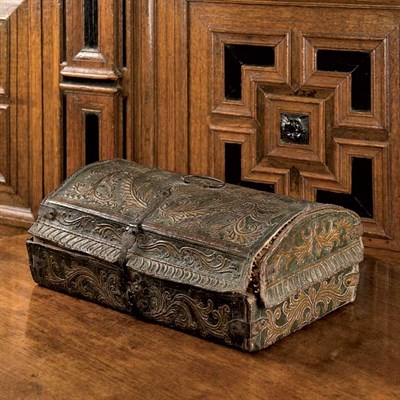 Lot 249 - Spanish Baroque Leather Bound Document Box...