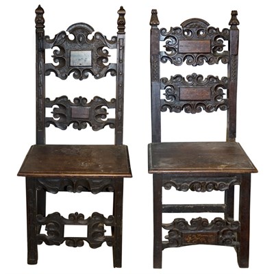 Lot 296 - Pair of Italian Baroque Style Walnut Side...
