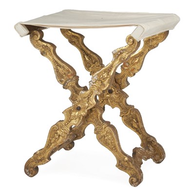 Lot 156 - Italian Rococo Gilt-Wood Folding Stool...