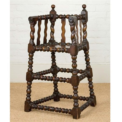 Lot 250 - Jacobean Style Oak Highchair With wavy stiles...