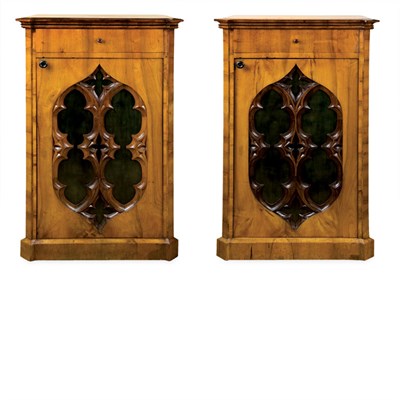 Lot 207 - Pair of Biedermeier Birch Cabinets 19th...