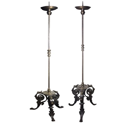 Lot 126 - Pair of Continental Baroque Wrought Iron...