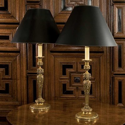 Lot 127 - Pair of Neoclassical Style Gilt-Bronze Lamps...
