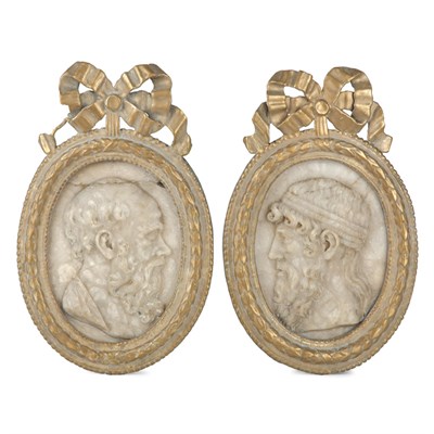 Lot 146 - Pair of Italian Neoclassical Marble Portrait...