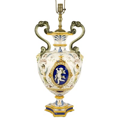 Lot 246 - Ginori Maiolica Urn Late 19th/early 20th...