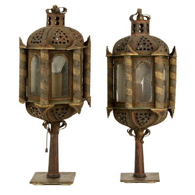 Lot 94 - Pair of Italian Painted Tole Lanterns Possibly...