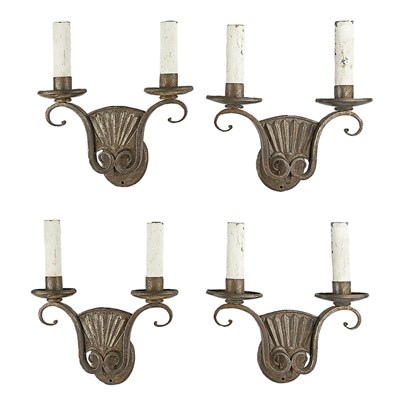 Lot 174 - Set of Four French Art Deco Wrought Iron...